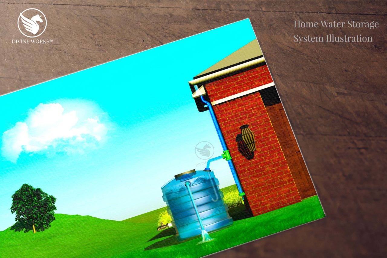 Water Storage System - digital raster illustration