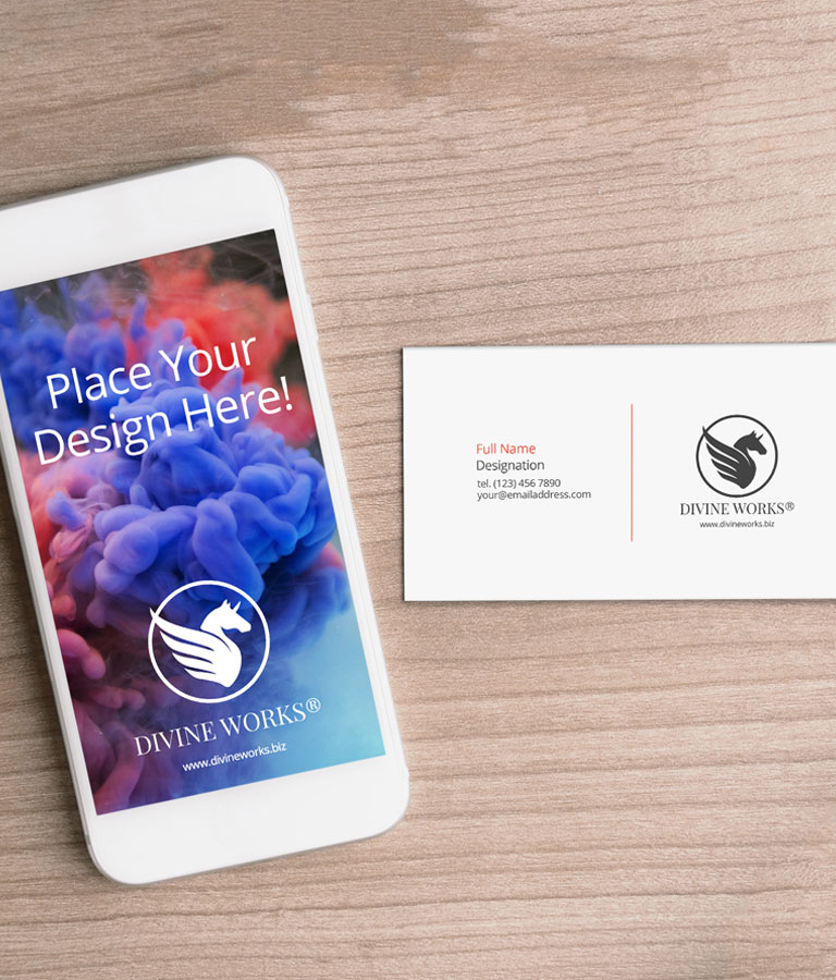 iPhone And Business Card Mockup