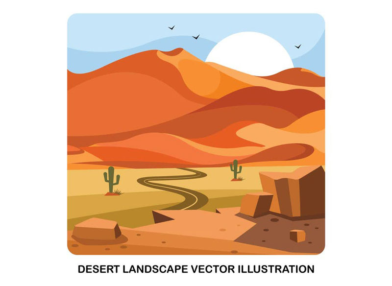 Desert Landscape Vector Illustration