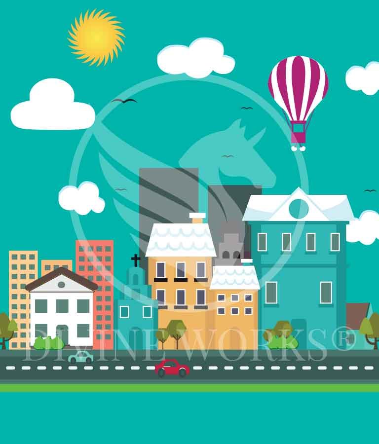 Free Modern Flat Houses Vector Illustration