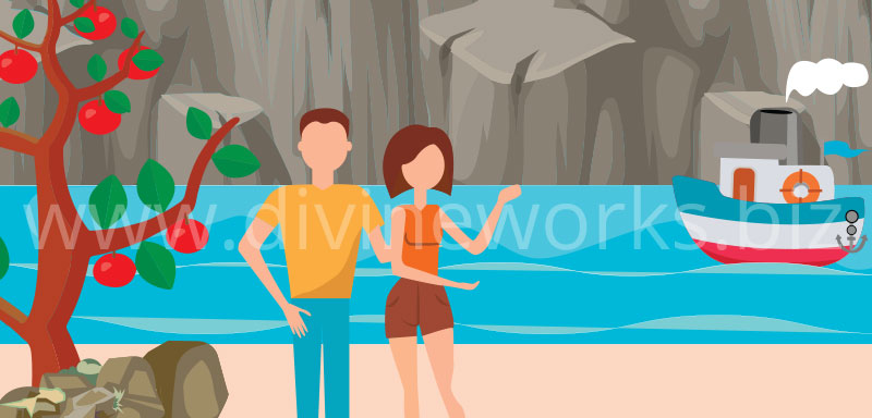 Free Adobe Illustrator Couple On Beach Vector Illustration by Divine Works