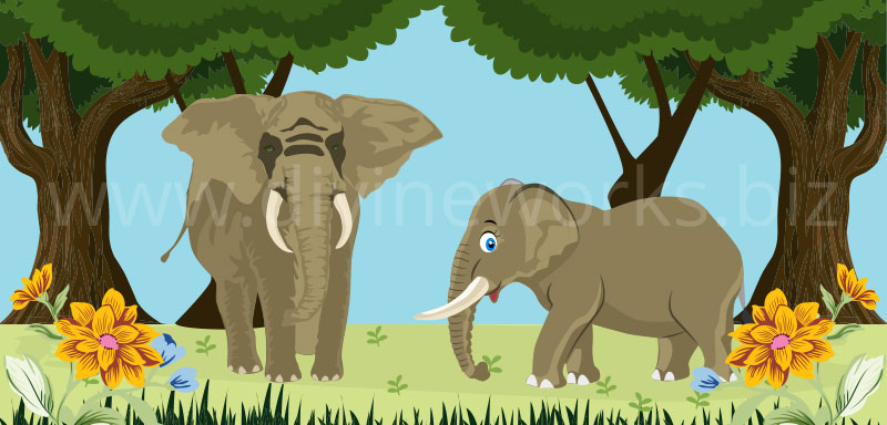 Download Free Cartoon Elephants Vector Illustration by Divine Works