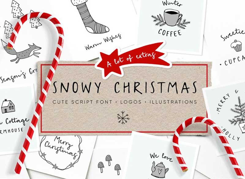 Snowy Christmas script font & logos