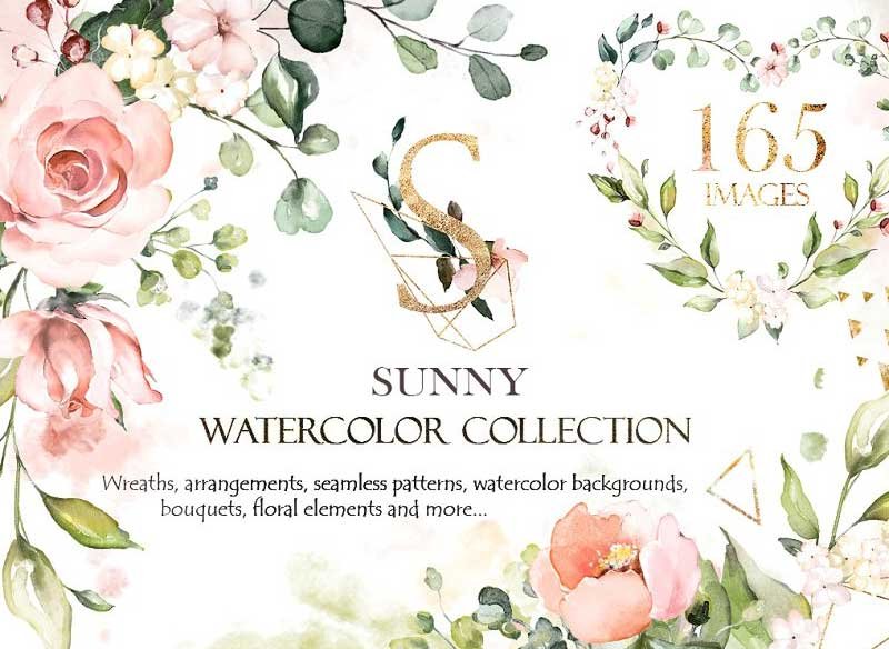 Sunny Watercolor Floral Collection