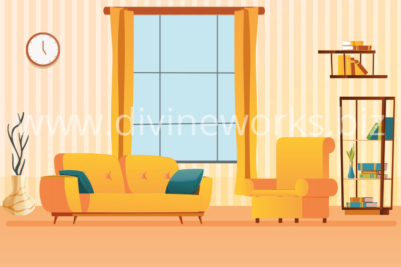Download Free Adobe Illustrator Living Room Vector Illustration by Divine Works