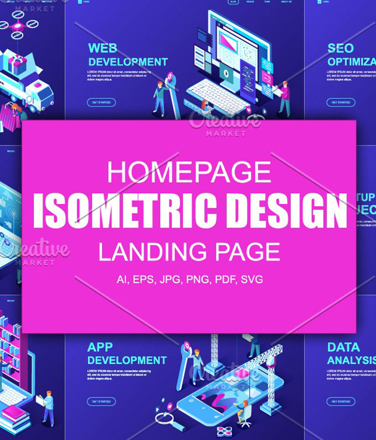Isometric Landing Page Template