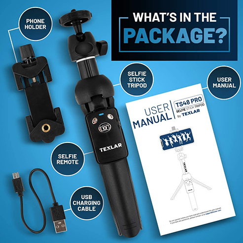 Texlar Selfie Stick Tripod TS48 Pro with Remote