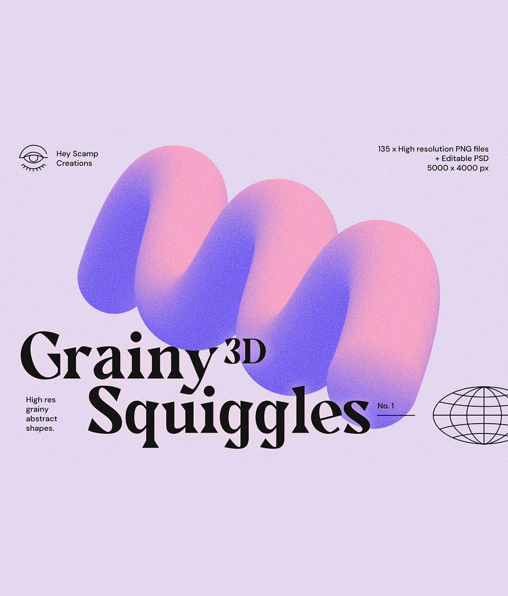 Grainy Textured 3D Squiggles