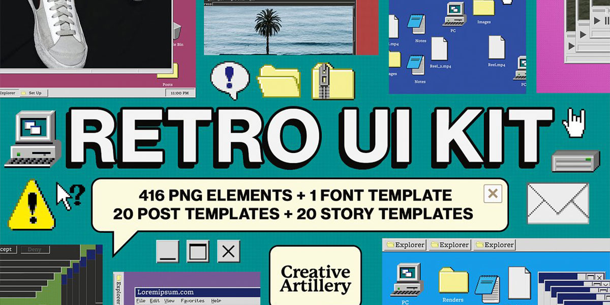 Retro UI Kit Elements + Templates
