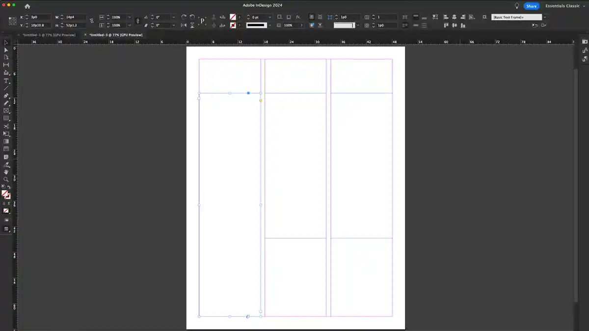 Multiple text columns in InDesign