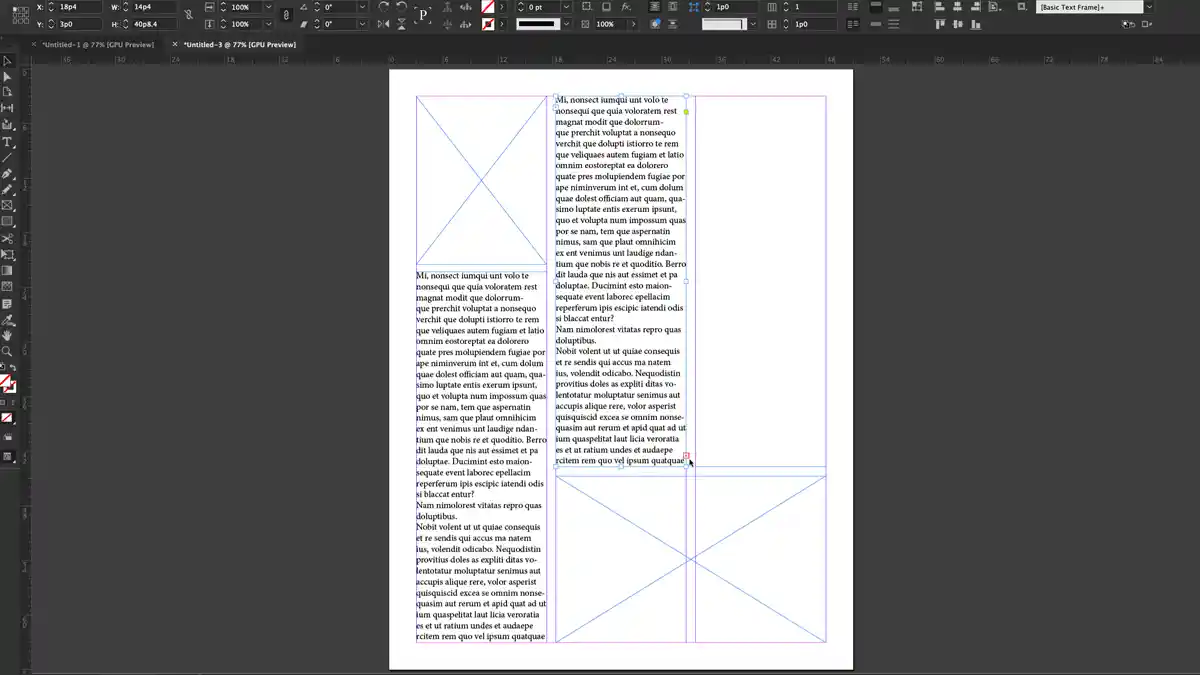 how to create columns in indesign text